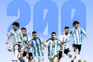 FIFA晒梅西数据:国家队200场,世界杯27场,赛事并列最佳射手配图
